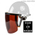 安全帽式电焊面罩烧焊工防护面屏防飞溅打磨透明焊帽头戴式 安全帽(白色)+支架+茶色屏