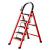 可折叠梯子工程梯 家用梯子折叠梯加厚多功能楼梯伸缩室内 加厚红色碳钢三步梯