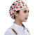 棉餐饮工作帽子韩版印花帽厨师帽女士餐厅食堂做饭花折包头 蓝色雏菊