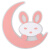 飛穩光電儿童床头壁灯女孩北欧简约时尚卡通白兔款创意背景墙卧室壁灯 粉色-三色调光