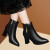 Cupald牛皮短靴女2024春季新款女鞋子女靴子单鞋粗跟高跟鞋女皮鞋马丁鞋 黑色 （真皮 标准尺码）6722 36