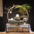 贝拉缘玻璃小型金鱼缸创意流水生财摆件循环办公室桌面客厅开业送礼物品 瑞鹤呈祥流水鱼缸