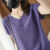 SOVK冰丝短袖t恤女2024夏季新款百搭洋气宽松显瘦薄款针织上衣 紫色 2XL_建议140-160斤