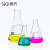 SiQi锥形瓶三角烧瓶带刻度透明玻璃试剂瓶高硼硅耐高温实验瓶多规格可选Conical Flask 锥形瓶100ml