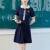 特洛曼娃娃领短袖连衣裙女夏收腰显瘦减龄气质教师幼儿园正式裙子