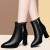 Cupald牛皮短靴女2024春季新款女鞋子女靴子单鞋粗跟高跟鞋女皮鞋马丁鞋 黑色 （真皮 标准尺码）6722 36