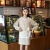 茶光（CHAGUANG）新款双层韩版时尚卡通小兔子耳朵带袖套围裙 罩衣厨房衣工作服情侣款 花香沁心咖色 长袖罩衣