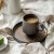 米囹 复古ins风日式陶瓷杯子鎏金釉咖啡杯欧式木柄马克杯粗陶水杯 鎏金三星咖啡杯