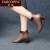 FARCOPPA 粗跟短靴女新款真牛皮时尚切尔西靴女士英伦风加绒保暖时装靴子 黑色绒里（冬季保暖棉鞋） #34
