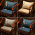 巢品 中式椰棕坐垫加厚天然棕榈垫子茶桌座椅垫加硬定做红木椅子垫 爱莲 棉麻 深蓝 45*38cm(含5cm棕垫)不含抱枕
