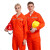 久瑞 JSF142 春秋季工作服 翻领大口袋安全反光条工装劳保服分体套装 橙色套装 3XL 