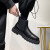 K.G.V男靴切尔西皮靴子冬季加绒皮鞋高帮增高马丁靴新款厚底男士保暖 黑色-加绒 39 标准皮鞋码