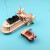 穗之语玩具小船发动机DIY螺旋桨动力船风力快艇小马达发明电机手工 遥控电动明轮船+电池灰