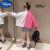 迪士尼（Disney）女童外套春秋款2024新款中大童洋气秋季拼色长袖上衣儿童秋装衣服 粉白 120cm建议5-6岁，身高110-120cm