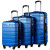 MOSPOKE轻奢轻奢磨砂旅行箱万向轮行李箱三件套装登机密码拉杆箱 蓝色 20英寸