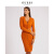 GUESS 女士时尚性感腰带V领御姐修身长袖针织连衣裙-W2BK54Z2YJ2 A30D-橙红色 S