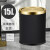 不锈钢摇盖式垃圾桶手按筒欧式卧室大小号厨房卫生间客厅带盖 15L黑色棋格纹金盖