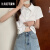 比克尼可YINZHI服饰夏设计感上衣短袖T恤女装新款韩版polo领 红色 S【建议60-78斤】