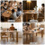 源氏木语实木餐厅餐桌橡木圆角饭桌1.8米一桌六椅（弯背餐椅烟栗棕）