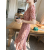 YZYO连衣裙高档洋气减龄法式V领泡泡袖女装2024春夏季系带修身气质裙 粉色 S （85-95斤）