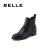 BELLE/百丽冬季专柜牛皮革切尔西靴女短靴 单里/绒里T1D1DDD8 黑色 38