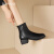 达芙妮（DAPHNE）短靴女单靴秋季法式2023新款粗跟中跟英伦风百搭品牌女靴子 黑色 34标准码