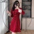 织迷（weave infatuations）小香风红色连衣裙2024新款法式气质感显瘦订婚敬酒服裙子 红色 S