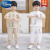 迪士尼（Disney）男童汉服夏装中国风唐装套装中大童汉服男孩古装两件套国风童装 米白色帅小子 110