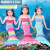 Opeodly女童美人鱼服装游泳衣公主的裙子儿童美人鱼尾巴三件套装 彩虹色三件套+皇冠魔法棒 120cm