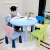 防滑圆桌椅凳塑料幼儿园桌椅居家用玩具桌椅套装小孩写字画画桌椅 绿圆桌+1海蓝1灰粉1蓝1粉小背 0cm
