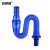 安赛瑞 蓝色防臭下水管 洗手盆下水器配件防臭落水管去水软管 长度80cm 1寸 450168