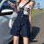 贝普蒂减龄气质设计感单肩牛仔背带短裤女夏季薄款大码感吊带连体裤 蓝色背带短裤单款 S码(建议80-95斤)