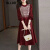 BLLDR潮牌2023秋冬季新款复古时尚宽松显瘦假两件针织长袖连衣裙子女 红色 L 110-120斤