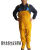 牛皮电焊防护服氩弧焊工作服焊工耐高温隔热防烫防电焊辐射皮衣 黄色单层全皮背带裤 L
