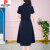 皮尔卡丹中年装夏季新款洋气减龄短袖连衣裙韩版修身遮肉显瘦裙子 藏蓝色 M 建议85-105斤