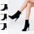 汀梵娜短靴女细跟秋冬中跟高跟鞋弹力韩版中筒加绒性感瘦瘦靴子 黑色跟高6cm 34