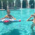 盟石儿童游泳圈安全坐艇水上玩具1-3-6岁宝宝游泳池充气腋下救生趴圈 20cm飞机坐艇（带方向盘）