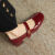 汀慕梵法式玛丽珍鞋4公分中跟粗跟漆皮单鞋女潮圆头一字带小红鞋 黑色 41