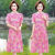 轩美格50岁左右女人穿的高端的连衣裙夏季显瘦a字裙夏装中长短 粉红色 399-ss XL