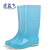 宏益飞 高筒雨靴 女式时尚加绒棉套防滑耐磨防水PVC水鞋 成人透明雨鞋 果冻蓝 35