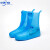双排扣雨鞋防尘防水雨鞋套 PVC厚耐磨便携式中筒雨鞋套B 蓝色 40/41