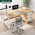 办公桌办公室桌子简约现代电脑桌台式桌书桌学习桌桌椅组合 120*60橡胶木色(桌椅组合)