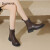 达芙妮（DAPHNE）女靴春秋单靴英伦风短靴2023新款女靴粗跟中跟切尔西皮靴子 棕色4CM 35标准码