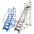 仓库登高车超市货架式上货登高梯库房理货取货可移动带轮平台梯子 6踏步平台高度1.6米(0.6米宽) 灰白色/蓝色
