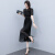 纪诗哲奢侈高档品牌短袖连衣裙女2024年夏季新款修身显瘦气质法式中长裙 黑色 XL
