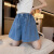 贝罗鼠（BEILUOSHU）女童牛仔短裤夏季洋气外穿裤子儿童夏装宽松薄款中大童裙裤4-15岁 蓝色 160cm