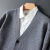 菲尼东爵（FNAADOOG）春秋新款开衫男士V领纯色长袖毛衣宽松休闲羊绒针织外套 深灰色 不含衬衣 M 90-130斤