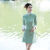 每素改良旗袍连衣裙气质高端女装薄荷绿色2024年新款秋冬季长袖小个子 绿色 S
