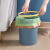 欧润哲 小号7L粉色压圈圆形垃圾桶 大容量条纹无盖清洁桶客厅厨房办公室垃圾篓直投圆桶