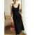 曼陀诺黑色吊带裙2024夏季新款垂坠感显瘦时尚女装长裙可外穿睡衣连衣裙 黑色 M(80-100斤)